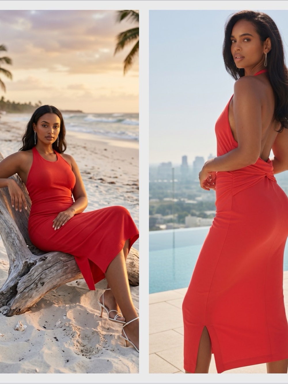 NWT Anthropologie Orange Slinky knit halter dress